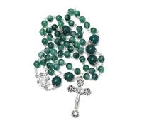 KOMI Green Stone Beads Rosary for Women Virgin Mary Rosary Necklace Catholic Holy Rosaries Crucifix Rosarios Catolicos Religious Gifts