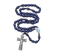 KOMI Handmade Wooden Rosary Prayer Beads Catholic St Benedict Virgin Mary Rosary Necklace with Pouch, 28", Wood, No Gemstone