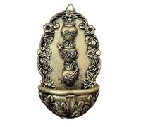 KOMI Holy Water Font for Home Resin Sacred Heart Holy Water Holder for Wall Hanging Catholic Decor Holy Water Font for Wall, Altar, Home Housewarming Catholic Christmas Gifts Bronze-tone