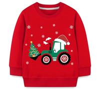 komi kyanissor Christmas Boys Jumper Reindeer Sweatshirts Pullover Toddler Xmas Shirt Winter Long Sleeve Santa Top Tractor Clothes Age 1-7 Years