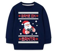 komi kyanissor Toddler Boy Christmas Jumper Sweatshirt Game On Santa Claus Cotton Pullover Crewneck Snowflakse Pattern Winter Holiday Outfit 7 Years
