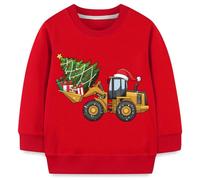 komi kyanissor Toddler Christmas Boy Sweatshirt Tractor Tree Cotton Pullover Jumper Crewneck Big Truck Snowflakse Pattern Winter Holiday Outfit 7 Years