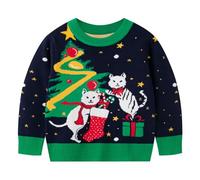 komi kyanissor Toddler Girls Christmas Sweater Kitten Holiday Long Sleeve Pullover Tops Warm Knitted Sweatshirt Jumper Winter Clothes Stocking Gift for 3 Year
