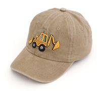 komi kyanissor Toddler Hats Boys Khaki Excavator Baseball Cap Adjustable Cotton Washed Vintage Kids Summer Hat for Boys Age 2-8