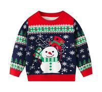 komi kyanissor Ugly Christmas Toddler Girls Boys Sweater Jolly Snowman with Red Hat Green Scarf Nordic Snowflake Knit Party Outfit 6 Years