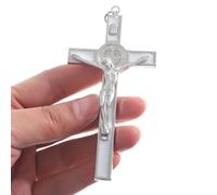 KOMI Metal Crucifix Cross Small Enamel St Benedict Crucifix for Wall Home Decor 4.3X2.1 Inch Jesus Christ Cross San Benito Protection Catholic Faith Gifts
