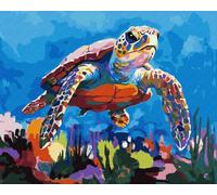 KOMI Painting by Numbers for Adults, Paint by Numbers for Children Adults Beginner, Colour by Numbers Painting Art Craft Kit for Aults, Sea Turtle 40x50cm