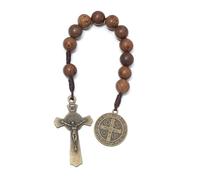 KOMI Saint Benedict Medal One Decade Prayer Pocket Rosary 10MM Beads Mini Rosary with Medalla de san benitol and Crucifix
