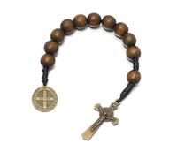 KOMI Saint Benedict Medal One Decade Prayer Pocket Rosary 14MM Beads Mini Rosary with Medalla de san benitol and Crucifix Cross