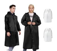 KoMico 2 Pack EVA Rain Poncho Waterproof, Reusable Clear Poncho Waterproof Adult Raincoat Jacket with Hood and Bag, Portable Festival Plastic Poncho for Women Men Outdoor Activities
