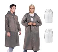 KoMico 2 Pack EVA Rain Poncho Waterproof, Reusable Clear Poncho Waterproof Adult Raincoat Jacket with Hood and Bag, Portable Festival Plastic Poncho for Women Men Outdoor Activities