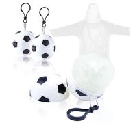 KoMico 3PCS Emergency Disposable Rain Poncho Adult Waterproof, Festival Colorful Plastic Poncho Raincoats Packaged in Keychain Ball with Hook (3 Pcs White)