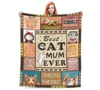 KoMico Cat Mum Blanket for Women for Cat Lovers & Cat Owners, Soft & Cozy Cat Themed Blanket, Ideal Cat Mum Gift for Women 150x130CM