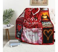 KoMico I Love You Throw Blanket - Heart Love Gift for Wife, Girlfriend, or Mom, Super Soft Romantic Blanket, I Love You Blanket for Valentine's Day
