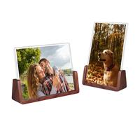 Komimaci Picture Frame 2 Pack Solid Rustic Wooden Photo Frames with Walnut Wood Base and High Definition Acrylic Glass Covers for Tabletop or Desktop Display(4x6 inch, Horizontal + Vertical)