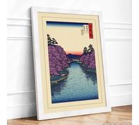 Kominato Gorge at Dusk Japandi Framed Wall Art Print A1 (84.1×59.4cm) White, Wall Decor for Living Room, Bedroom, Office & Home, Ready to Hang, Art Gift