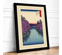 Kominato Gorge at Dusk Japandi Framed Wall Art Print A2 (59.4×42cm) Black, Wall Decor for Living Room, Bedroom, Office & Home, Ready to Hang, Art Gift