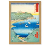 Kominato, Uchiura Awa Province Utagawa Hiroshige Japan Woodblock Artwork Framed Wall Art Print A4 Artery8 Light Oak One Size