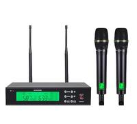 KOMISON Wireless Microphone Systems,2 Channel UHF Wireless Microphone, Cordless Mic Professional Microphones, 200 Adjustable Frequencies, for Singing,Karaoke,Classroom,260ft
