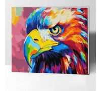 KOMKING Framed Painting by Numbers for Adults Kids, Paint by Numbers Animals for Adults Framed, Paint by Number Kits on Canvas, Color Eagle 30x40cm