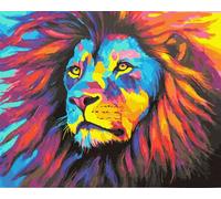 KOMKING Paint by Numbers for Adults Children, Paint by Numbers Kits Animal Painting by Numbers on Canvas, King of Colorful Lion 40x50cm Without Frame