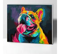 KOMKING Paint by Numbers for Adults Children with Frame, Adult Paint by Numbers Kits on Canvas Kids Painting Number Kits Animal Theme, Color Bulldog 30x40cm