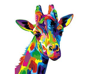 KOMKING Paint by Numbers for Adults & Kids, Paint by Numbers Kits Canvas Painting by Numbers Arts and Crafts Kit for Kids Adults, Colorful Giraffe 16x20 Inches