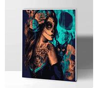 KOMKING Paint by Numbers for Kids and Adults with Frame, DIY Acrylic Painting Kits on Canvas, Magic Cat 12x16inch