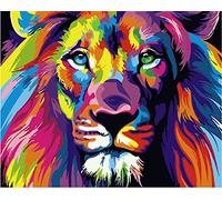 Komking Painting by Numbers for Adults Kids, Paint by Numbers for Adults Animals Painting by Number Kit for Art Crafts, Colorful Lion 16x20inch Without Frame