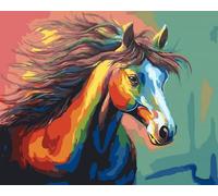 KOMKING Painting by Numbers for Adults with Frame, Horse Paint by Numbers for Adults Framed, Animals Paint by Number Kits on Canvas, Color Horse 30x40cm