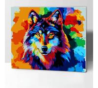 KOMKING Painting by Numbers for Adults with Frame, Paint by Numbers Wolf for Adults Framed, Animals Paint by Number Kits on Canvas, Color Wolf 30x40cm
