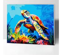 KOMKING Painting by Numbers for Children Adults, Paint by Numbers for Adults with Frame, Adult Paint by Number Kits on Canvas Painting Kit for Art Craft 30x40cm, Wandering Turtle