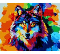 KOMKING Wolf Paint by Numbers for Adults, Painting by Numbers for Adults Animals Canvas Numbers Painting Craft Kits on Canvas, Color Wolf 40x50cm Without Frame
