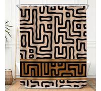 KOMLLEX Abstract Tribal Shower Curtain for Bathroom Decor 60Wx72H Inches Indian Aztec African Boho Brown Striped Ethnic Modern Minimalist Geometric Man Boys Fabric Waterproof Polyester 12 Pack Hooks