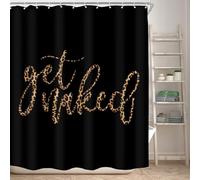 KOMLLEX Get Naked Shower Curtain Leopard Print Black Bathroom Decor Set for Men Funny Quotes Bath Curtain Modern Simple Cheetah Bathtub Accessories Art Home Decor 60Wx72H Inch