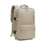 Kommodum - Travel Backpack Hand Luggage 40 x 20 x 25 cm for Ryanair Cabin Bag for Flights Small Plane PC Holder Woman Man Laptop 14 Inch with USB Charging KM05S, Khaki, S ( 40x20x25 ), Classic