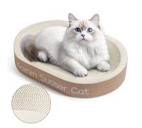 KommSusserCat 23.43" Huge Cat Scratcher Bowl Heavy-Duty White Cardboard Cat Scratcher Bed - Durable Oval Scratching Pad & Lounge Bed with Bonus Mini Scratching Board(White)