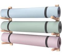 KomNWF LXXW Foam Roller Storage Rack Yoga Mat Weight Rack Wall Mount Yoga Mat Holder 2-9 Tiers Wood Gym Exercise Mat Storage Rack Yoga mat Storage(3)