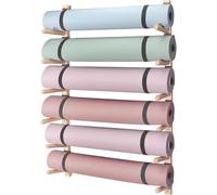 KomNWF LXXW Foam Roller Storage Rack Yoga Mat Weight Rack Wall Mount Yoga Mat Holder 2-9 Tiers Wood Gym Exercise Mat Storage Rack Yoga mat Storage(6)