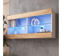 komodee Hanging Cabinet Tivoli Horizontal, Black White Wood Effect LED Option