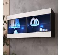 komodee Hanging Cabinet Tivoli Horizontal, Black White Wood Effect LED Option