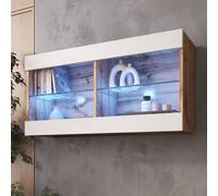 komodee Hanging Cabinet Tivoli Horizontal, Black White Wood Effect LED Option
