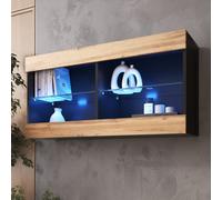 komodee Hanging Cabinet Tivoli Horizontal, Black White Wood Effect LED Option