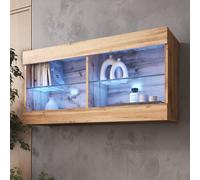 komodee Hanging Cabinet Tivoli Horizontal, Black White Wood Effect LED Option
