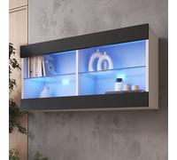 komodee Hanging Cabinet Tivoli Horizontal, Black White Wood Effect LED Option