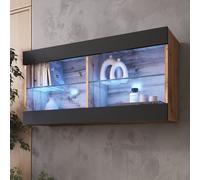 komodee Hanging Cabinet Tivoli Horizontal, Black White Wood Effect LED Option