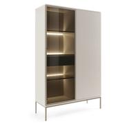 komodee Highboard Vitrine Laval WT104 LED Lighting 2 Doors 1 Drawer Cashmere