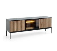 komodee Lowboard TV Laval K154 3 Doors Black Oak Wood Effect with LED Lighting