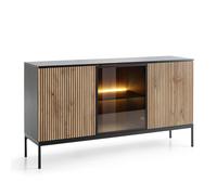 komodee Sideboard Laval K154 3 Doors Black Oak Wood Effect with LED Lighting
