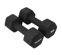Komodo 2x Neoprene Dumbbell Bars Non-Slip Pair of Weightlifting Dumbbells Weights with Metal Core (Black, 2 x 5kg)